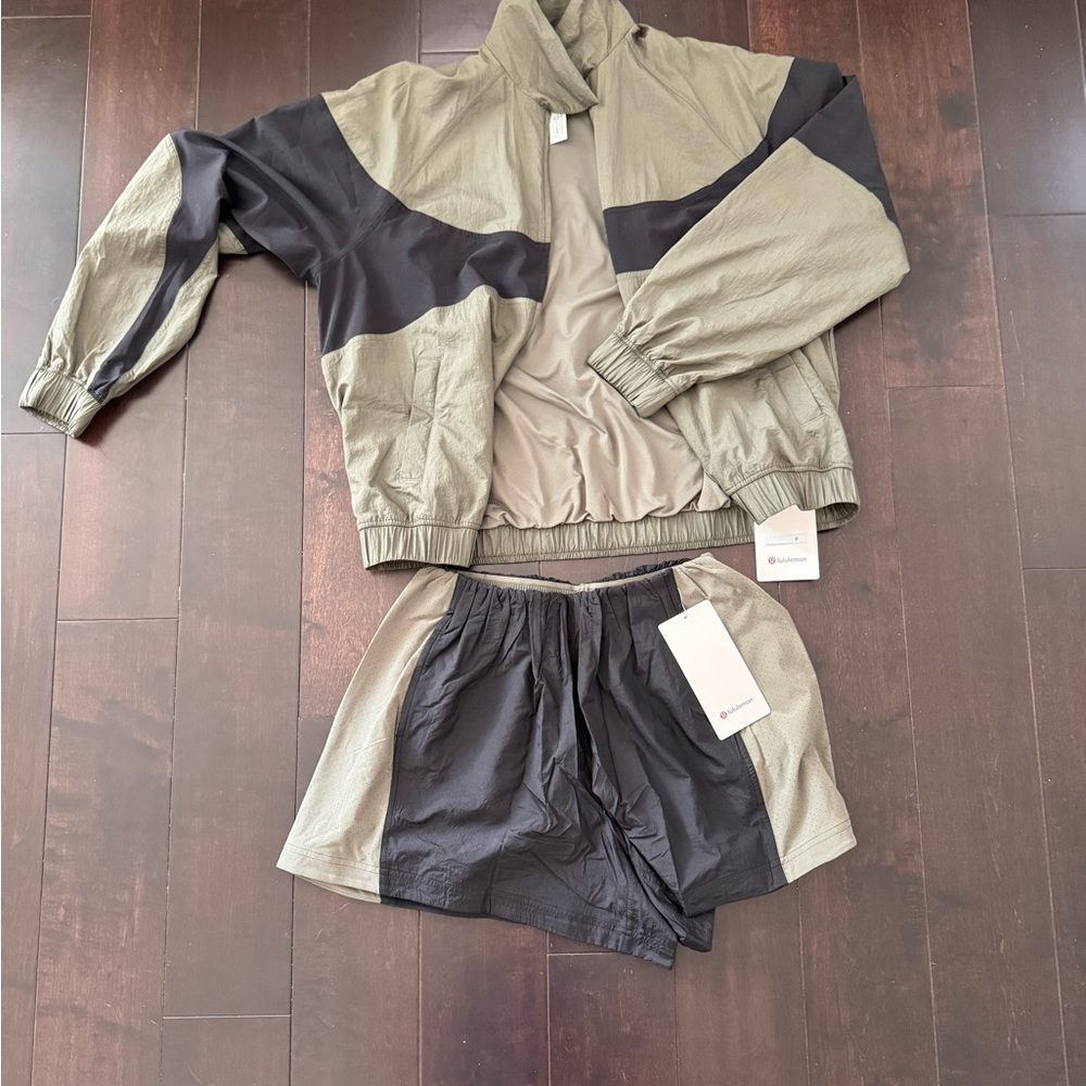 NWT bundle Lululemon Nylon Colourblock collared Jacket and short *stomSet